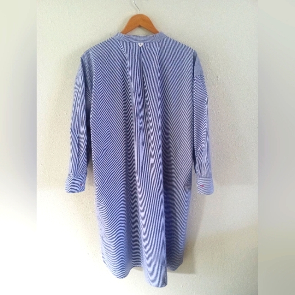 Mer Sea Coastal Blue Pin Stripe  Essential Shirt Dress | L/XL - Picture 9 of 11